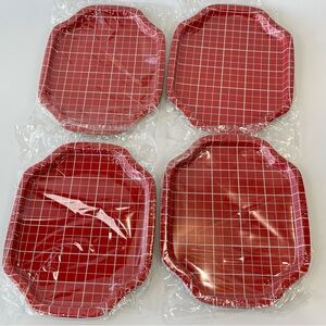 Action Industries, Inc. Designs Vintage Squared Red Tin Trinket Trays Set 1986